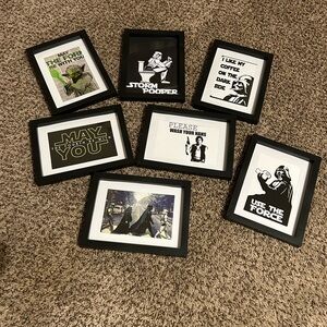 Star Wars Themed Framed Art Set - Black Frames with White Mats